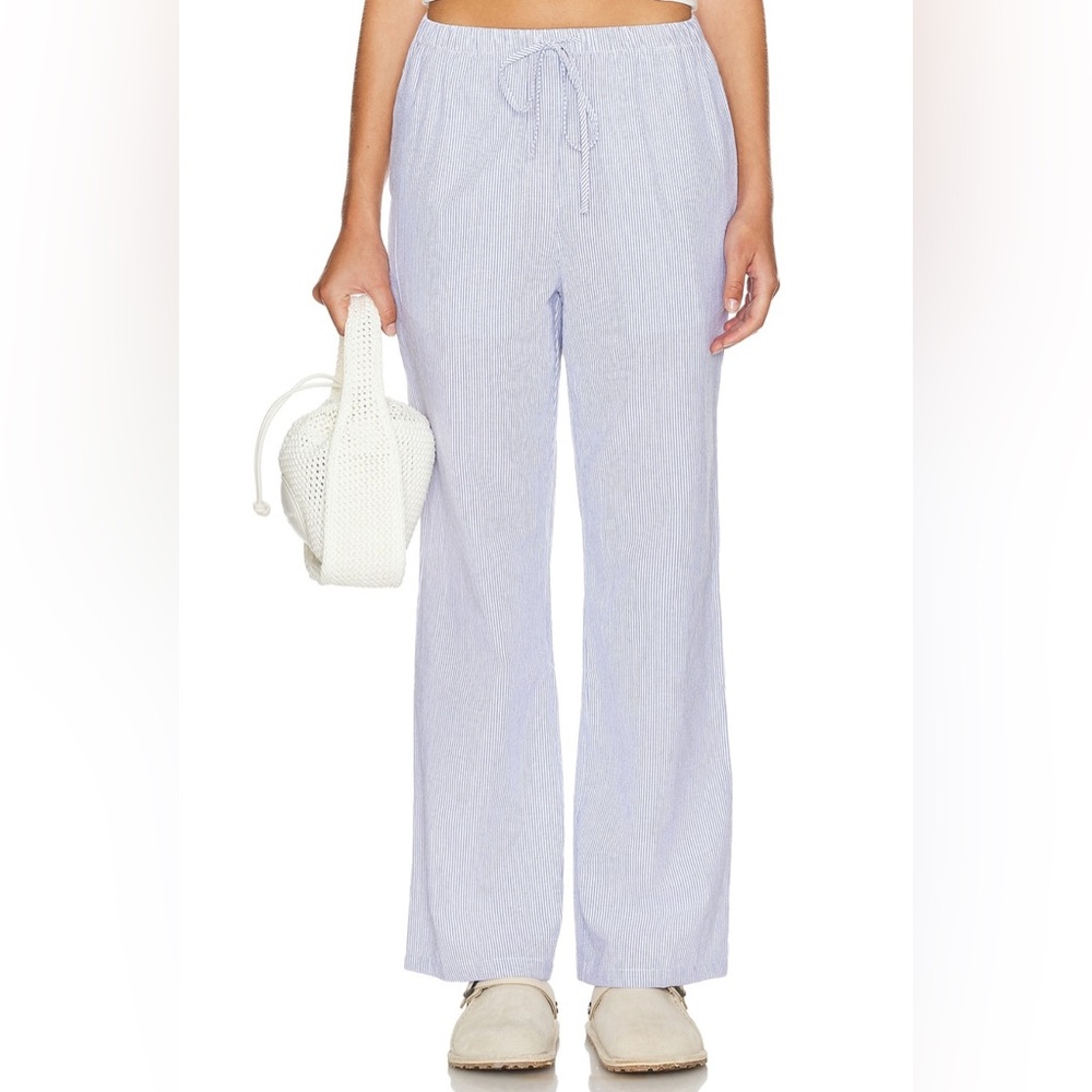 SNDYS Blue Striped Wide Leg Pants